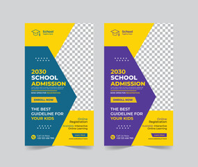 School Admission social media story template, Back to school social media story template or banner design template, Admission social media post design,school Admission promotional banner