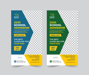 School Admission social media story template, Back to school social media story template or banner design template, Admission social media post design,school Admission promotional banner