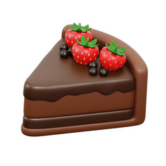 Chocolate Cake 3D icon Isolate Transparent Background, 3D Rendering illustration
