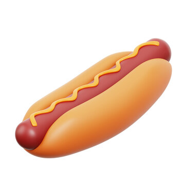 Hot Dog 3D icon Isolate Transparent Background, 3D Rendering illustration