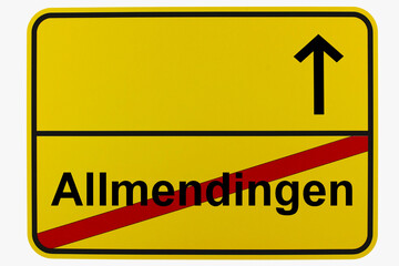 Fototapeta premium Illustration eines Ortsausgangsschildes von Allmendingen in Baden-Württemberg 