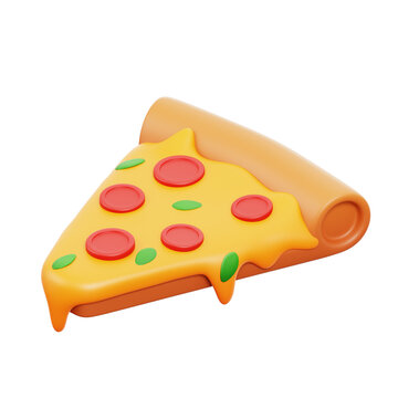 Slice Of Pizza 3D icon Isolate Transparent Background, 3D Rendering illustration