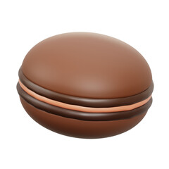 Chocolate Whoopie Pie 3D icon Isolate Transparent Background, 3D Rendering illustration