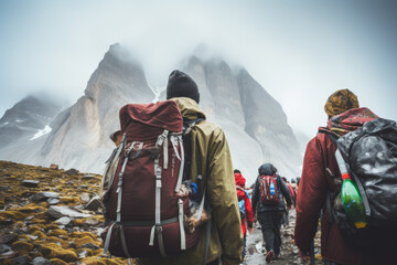 Expedition of pilgrims are going to the Holy mountain Kailash