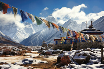 Tibetan prayer flags in the Himalayas