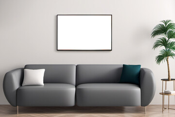 modern living room blank canvas black frame