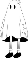 Retro Ghost Halloween Illustration Mascot Cute