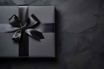 black gift box with ribbon, Black Friday Concept