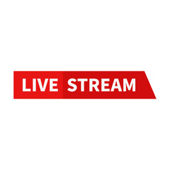 Live Stream In Red Rectangle Parallelogram Shape For Video
