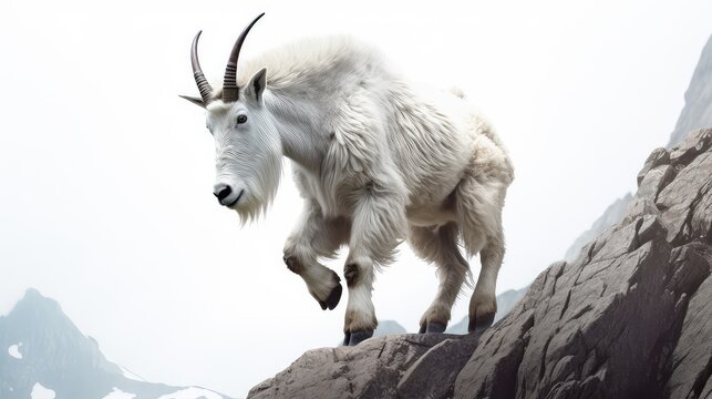 Mountain goat photo realistic illustration - Generative AI.