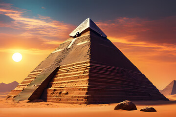 Egyptian pyramid outdoors. Generative Ai - 638374096
