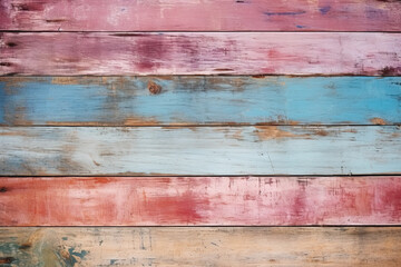 Trendy rainbow coloured old wooden wall, wooden background 