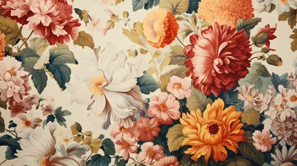 Gordijnen Vintage floral wallpaper © Daniel