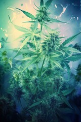 Fototapeta na wymiar Cannabis Greenhouse, Cannabis Plants, Growing Marijuana, Close-ups of Cannabis Trees and Growth, Cannabis Buds, PNG, Photo,