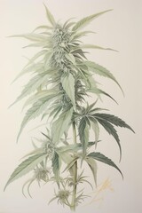 Cannabis Buds and Cannabis Plant Drawing, Illustration, Marijuanna Drawing, PNG