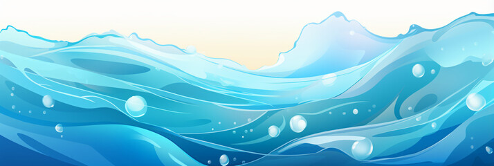Wave water surface with bubbles. vector illustration