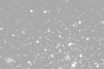 Realistic falling snow.Christmas background.Isolated on transparent background.