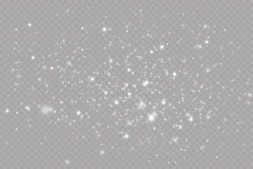 Realistic falling snow.Christmas background.Isolated on transparent background.