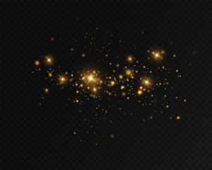 Fototapeta na wymiar Golden sequins glow with many lights. Glittering dust. Luxurious background of golden particles. 