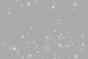Realistic falling snow.Christmas background.Isolated on transparent background.