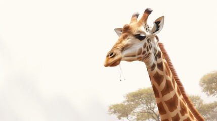 Curious giraffe photo realistic illustration - Generative AI.