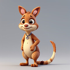 Cute Kangaroo Characters 3D Rendering