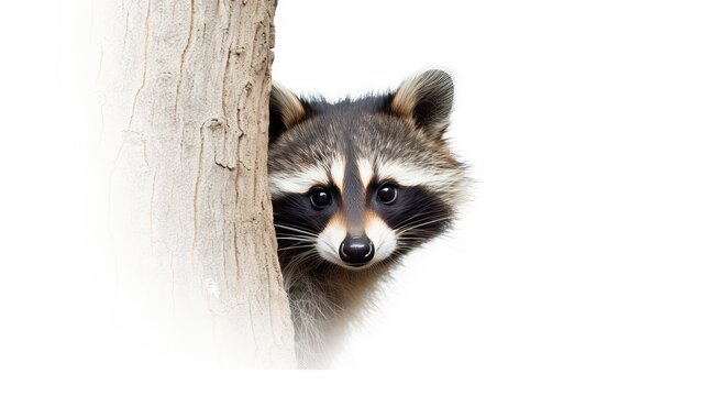 Curious racoon photo realistic illustration - Generative AI.