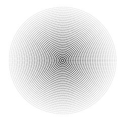 Halftone isolated on white background. Vector illustration of circular halftone. Abstract black halftone.