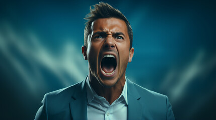 Fototapeta premium Portrait of angry man shouting.
