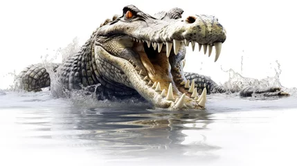 Deurstickers Fearless crocodile photo realistic illustration - Generative AI. © Mariia