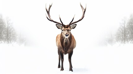 Deer standing realistic illustration - Generative AI.