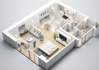 Fototapeta na wymiar 3D Floor plan of a home interior