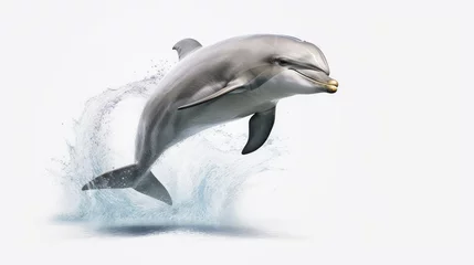 Foto op Canvas Graceful dolphin photo realistic illustration - Generative AI. © Mariia