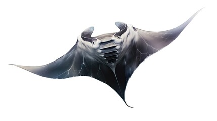 Graceful manta ray photo realistic illustration - Generative AI.