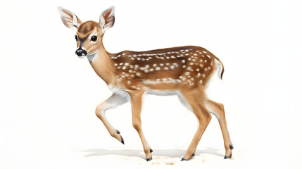 Fawn on white background