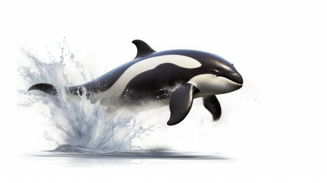 Graceful orca photo realistic illustration - Generative AI.