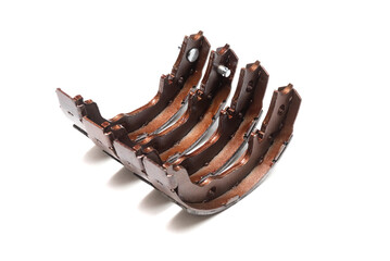 Car rear brake pads isolated on the white background. Top view.