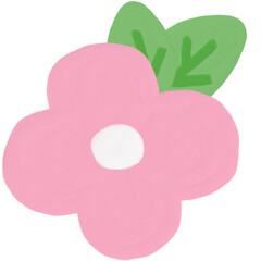 pink flower hand drawn in oil painting style
