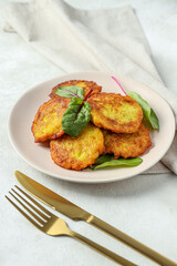 Lunch tasty food concept - delicious hash browns