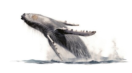 Majestic humpback whale photo realistic illustration - Generative AI.