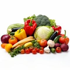 Top 10 healthy vegetables, photo-realistic still life. Generative AI