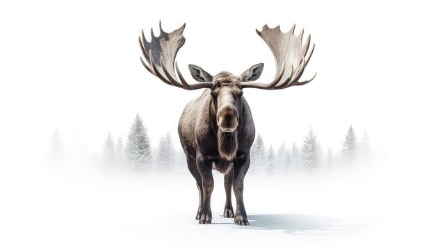 Majestic moose photo realistic illustration - Generative AI.