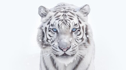 Majestic white tiger photo realistic illustration - Generative AI.