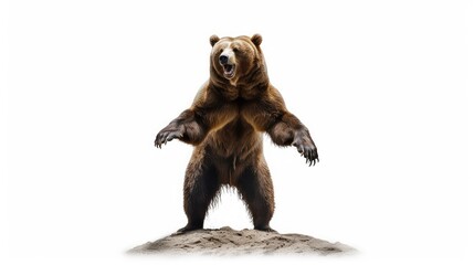 Mighty grizzly bear photo realistic illustration - Generative AI. - obrazy, fototapety, plakaty