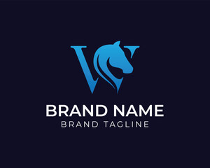 letter W horse logo. luxury horse concept design. combination letter W with a horse. creative animal template design.