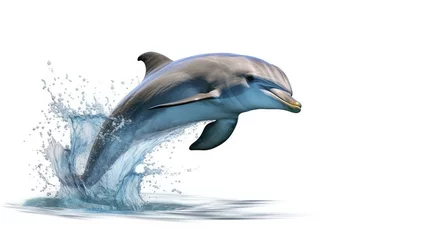 Möbelaufkleber Playful dolphin photo realistic illustration - Generative AI. © Mariia