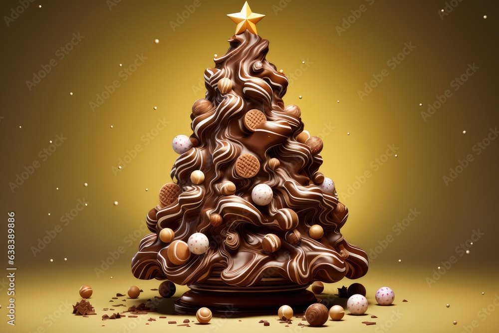 Sticker tasty sweet chocolate christmas tree illustration