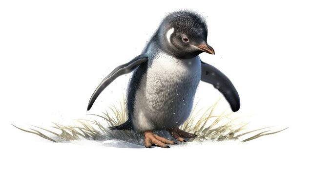 Playful penguin photo realistic illustration - Generative AI.