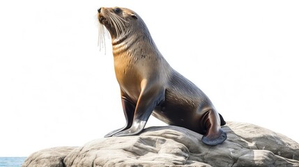 Playful sea lion photo realistic illustration - Generative AI.