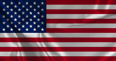 Waving silk flag of United States. National Flag background, Patriotic Country Flag.